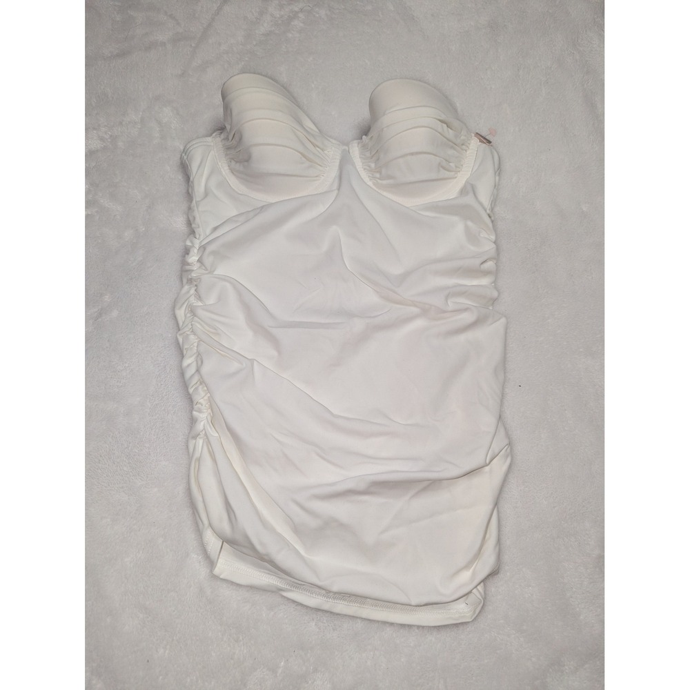 Victoria's Secret White Ruched Underwire Strapless Bodysuit 34A Pleated Cups